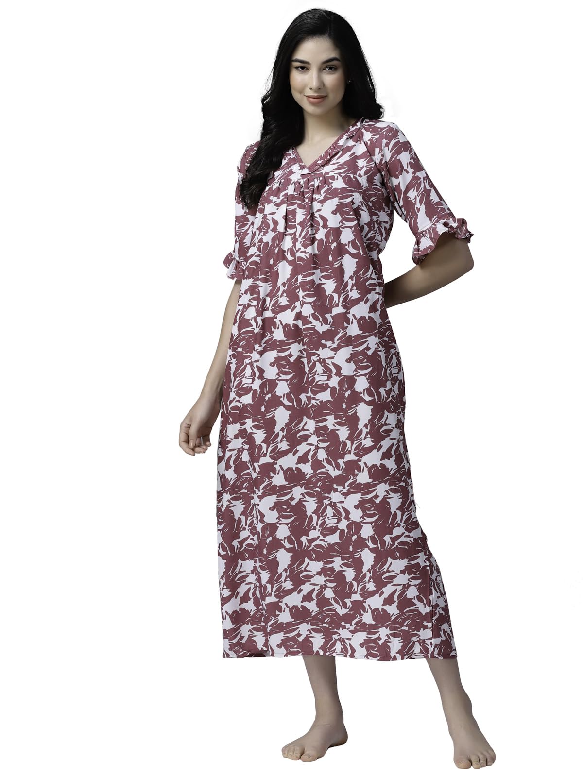 OOMPH! Cotton Blend Nighty for Womens | Night Gown | Nighty | Nightdress | Maxi Dress | Sleepwear | Gown for Women | Nighties |