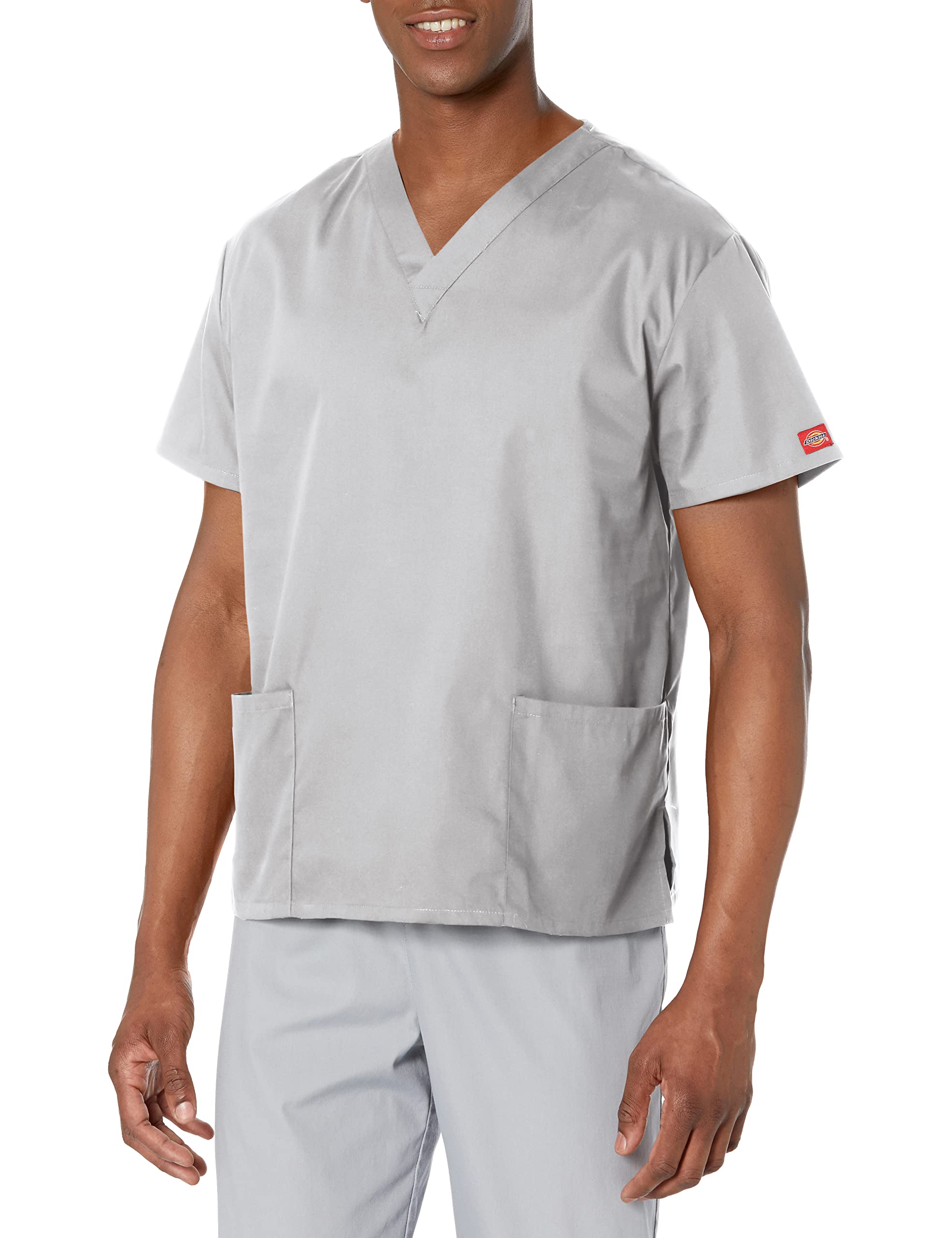 Cherokee mens Signature 86706 Missy Fit V-neck Top Medical Scrubs Shirt, Grey, 3X-Large Plus