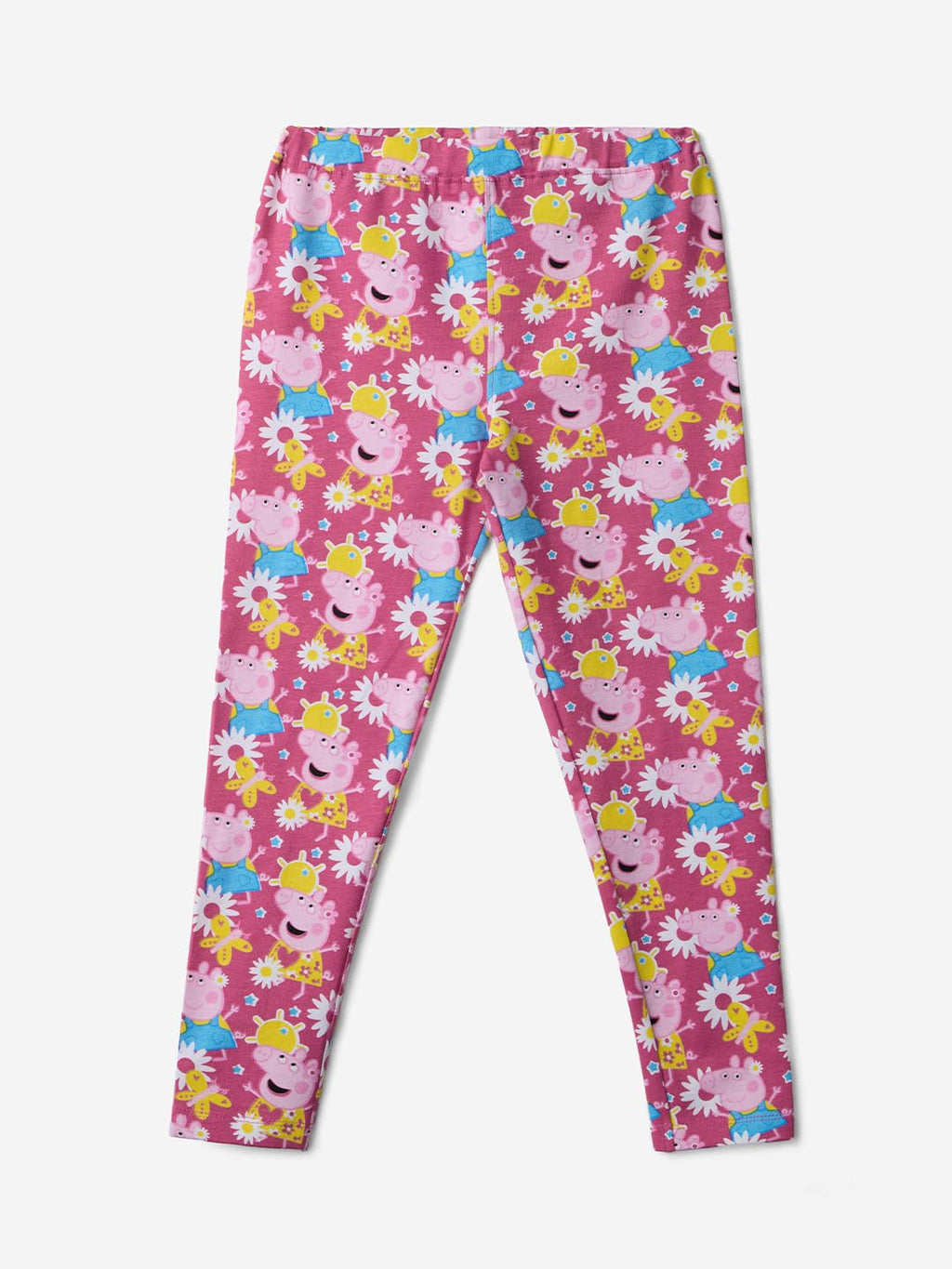 The Souled Store Peppa Pig: Pinky Pig Girls Pull On Pink All Over Printed Regular Fit Cotton Leggings (2-8 Yrs)