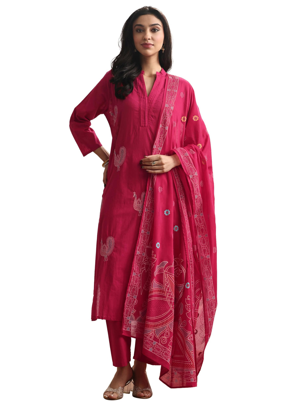 Libas Embroidered Cotton Blend Straight Kurta For Women (93094S)