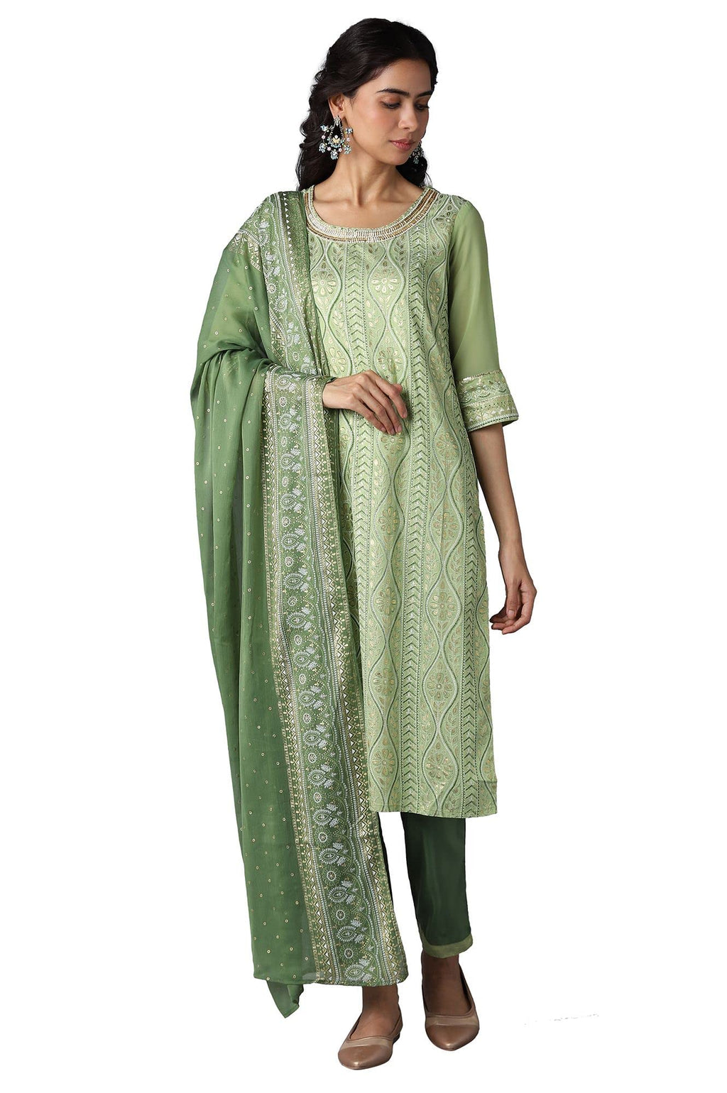 Aurelia Women'S Viscose Kurta, Trouser & Dupatta (22Aud10365-501949_Green_S)