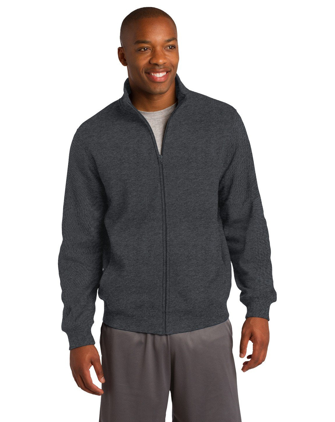 Sport-Tek Men's Full Zip Sweatshirt, Graphite Heather, Small