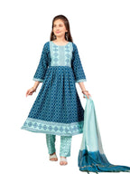 Aarika Girls Ethnic Wear Rama Green Colour Foil Print Rayon Kurti-8-15 Years (Kurti-Ap-805)