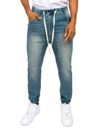 Victorious Men's Drop Crotch Joggers Denim Jean Pants JG803 - Vintage - 2X-Large