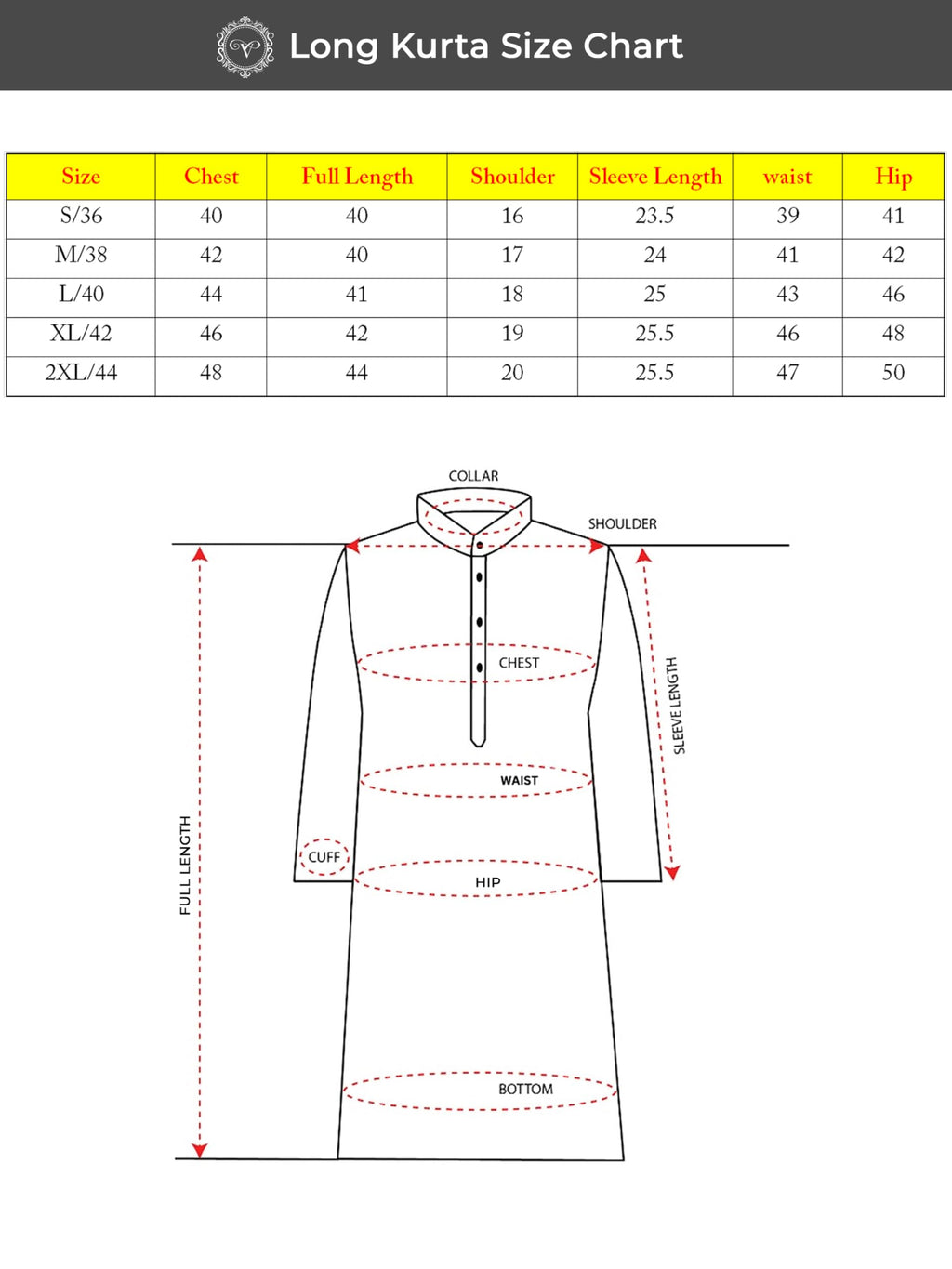 Vardha MenS Cotton Chikankari Embroidered And Sequence Full Sleeve Knee Length Casual Kurta For All Occations Like Wedding, Off