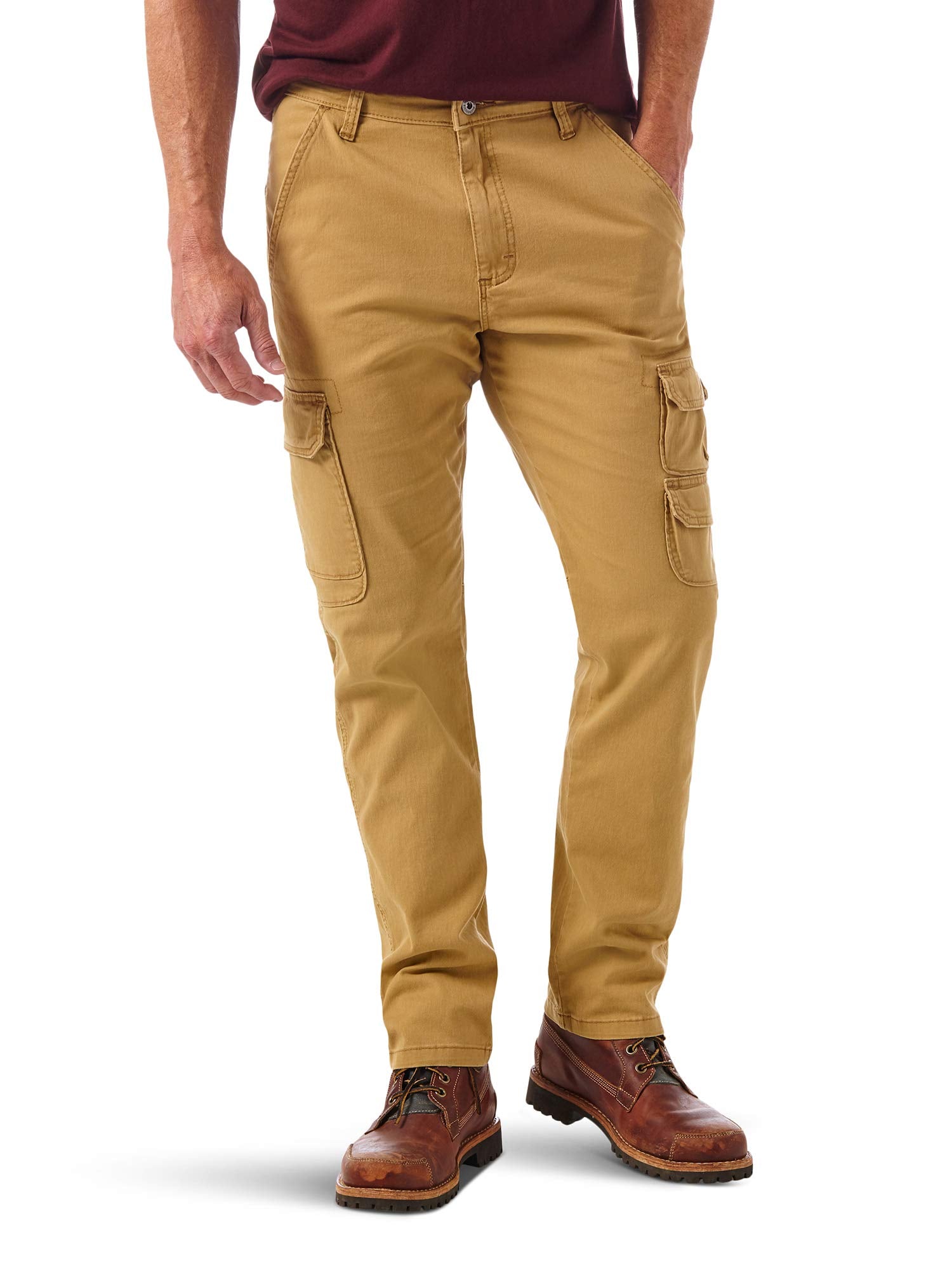 Wrangler Authentics mens Regular Tapered Cargo Pants, Brushed Almond, 32W x 32L US