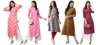 ANNI DESIGNER Women's Crepe Straight Printed Kurta Pack of 5 (Crepe-Combo-NW_012_L_Multicolor_Large)