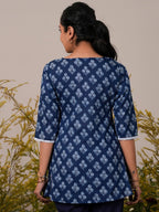 Libas WomenS Cotton Printed Aline Kurtis (26568_Indigo