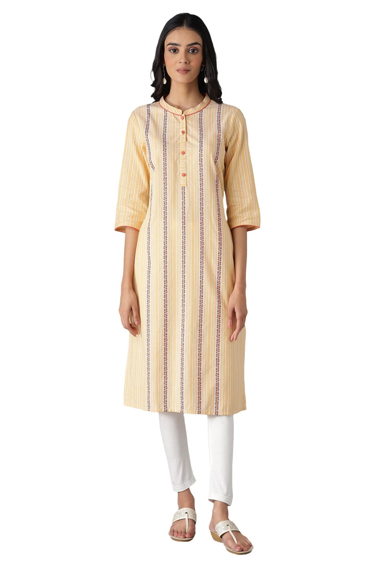 Aurelia Womens Cotton Kurta & Tight (22FEAS14349-703010_Orange