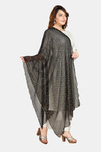 Fabme Women'S Printed Dupatta With Embellish Golden Border Black Red - Pack Of 2