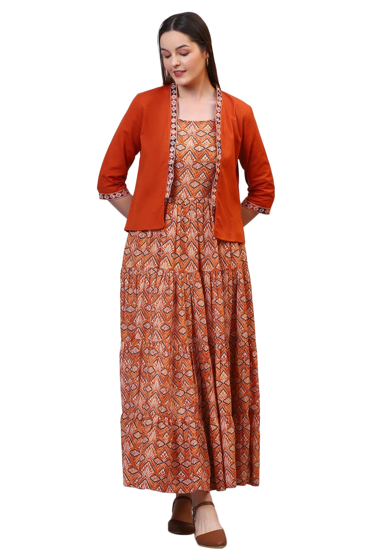 Aurelia Womens Orange Solid Front Open Cotton Flax Jacket (Size:L)-A30554