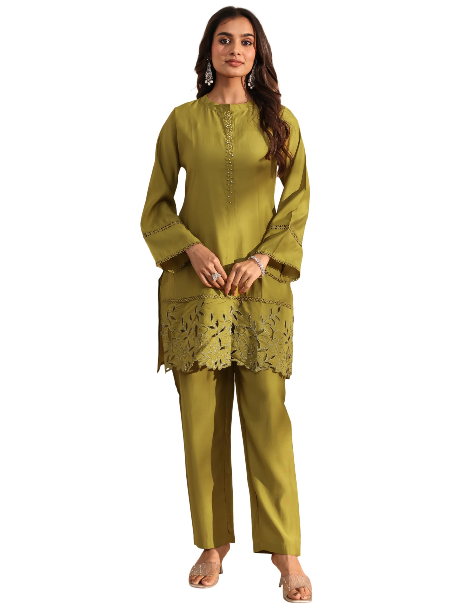 Libas Embellished Silk Blend Straight Co-Ords Set For Women (99898Xxl)