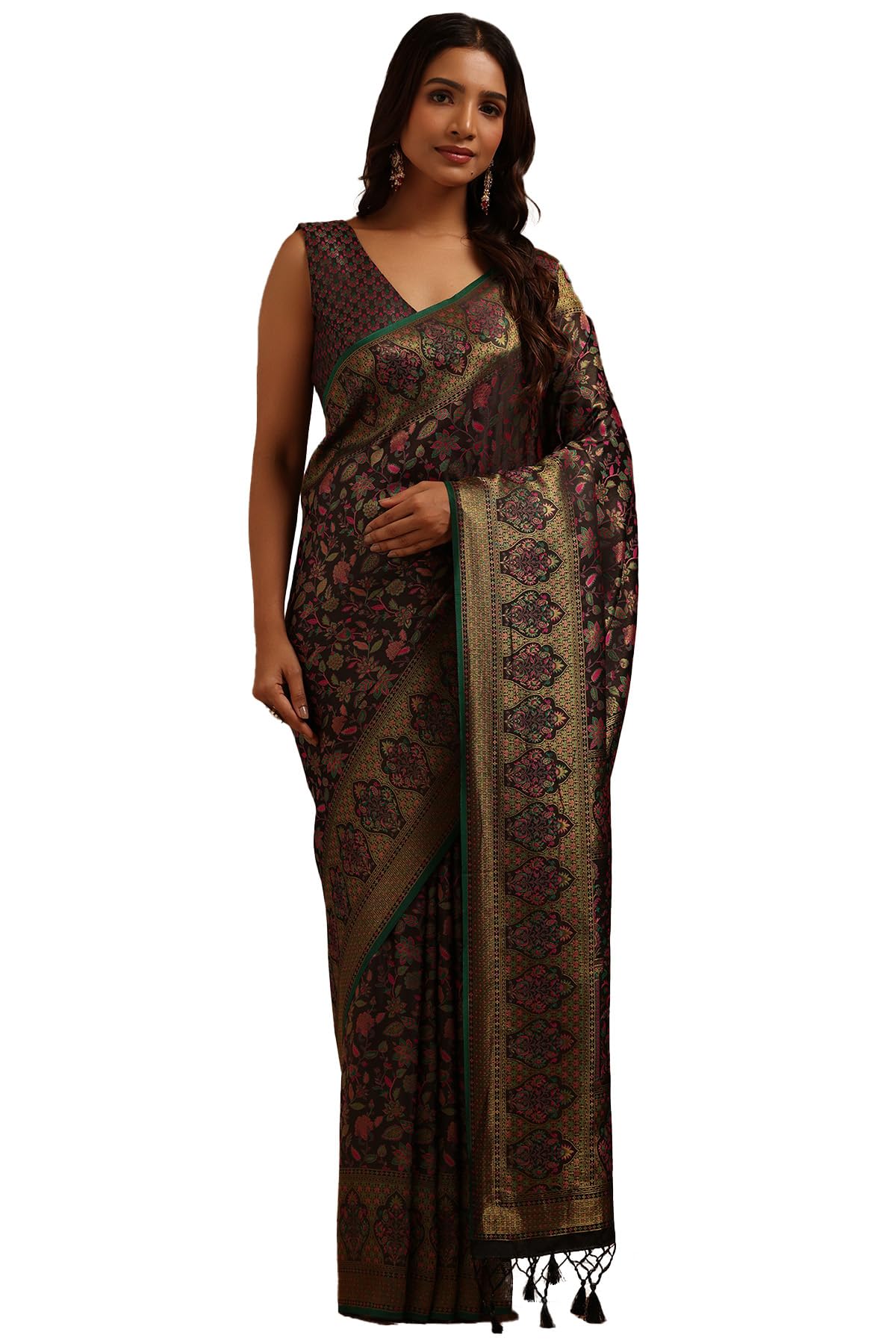 Soch Women Tussar Floral Woven Design Saree