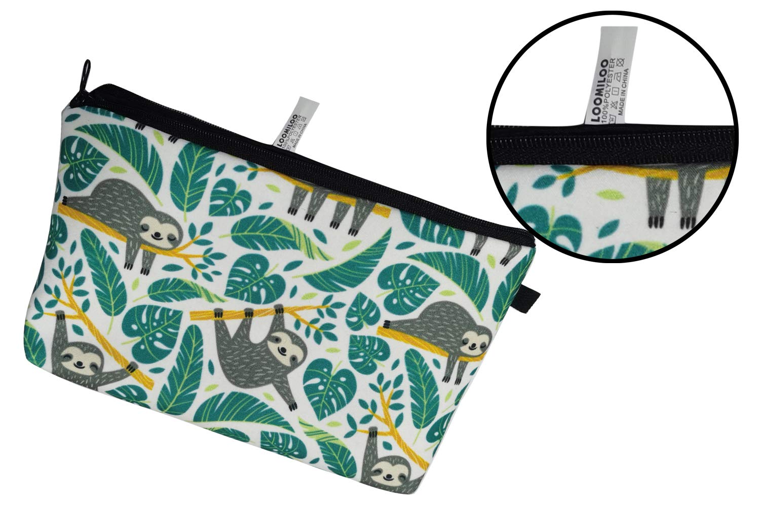 LOOMILOO Cosmetic Bag for Women, Adorable Roomy Makeup Bags Travel Water Resistant Toiletry Bag Accessories Organizer Sloth (Slo