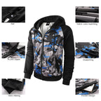 COOKFIP Men's Zip Up Color Block Hoodie Fleece Gym Workout zippered Sweatshirt Fashion Long Sleeve Hooded WIth Pocket (17# blue