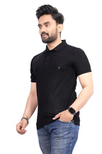 More & More MenS Solid Regular Fit T-Shirt (Bb Polo Tshirt_Black