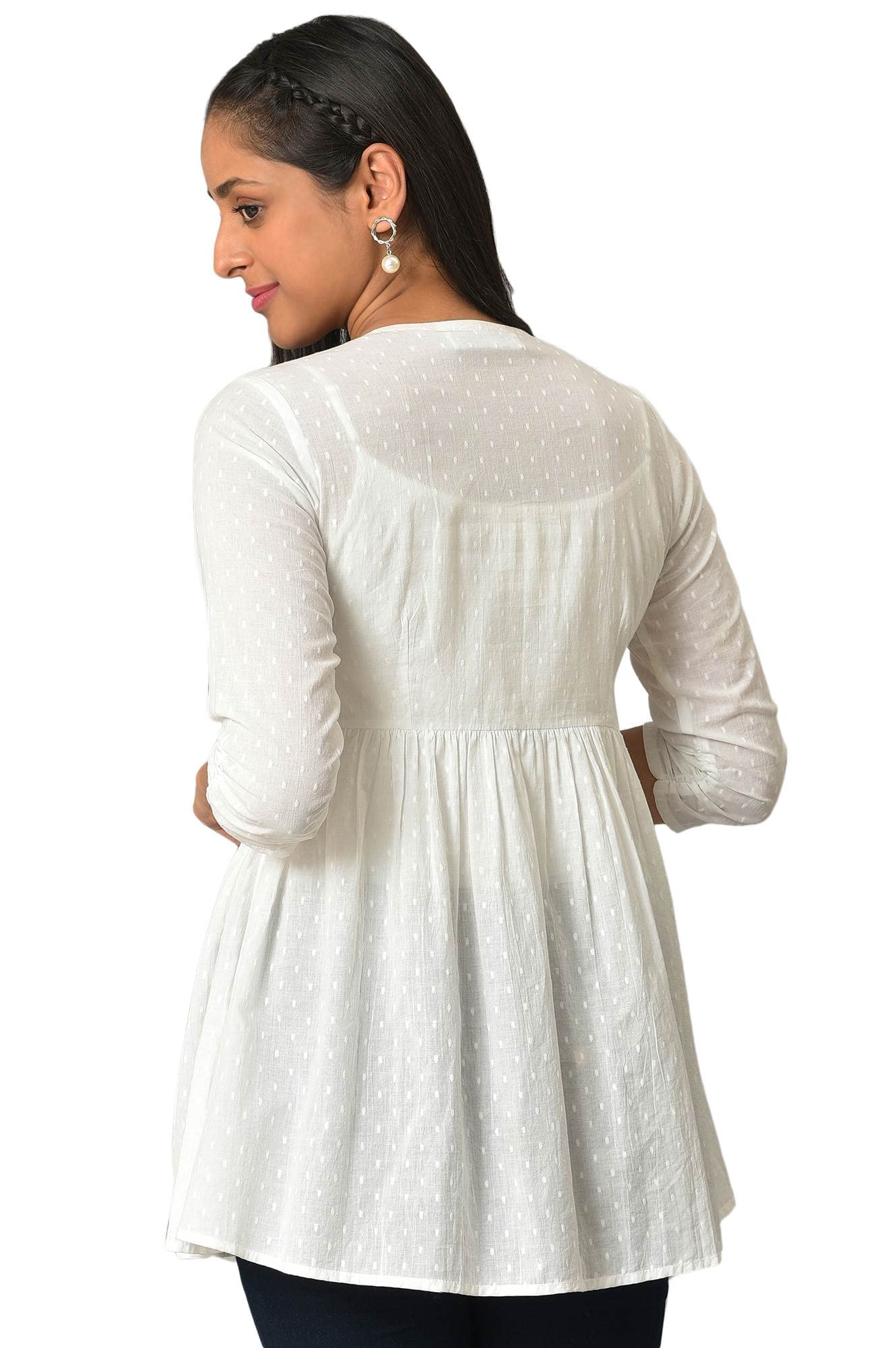 Aurelia Women White Angarakha Gathered Kurti