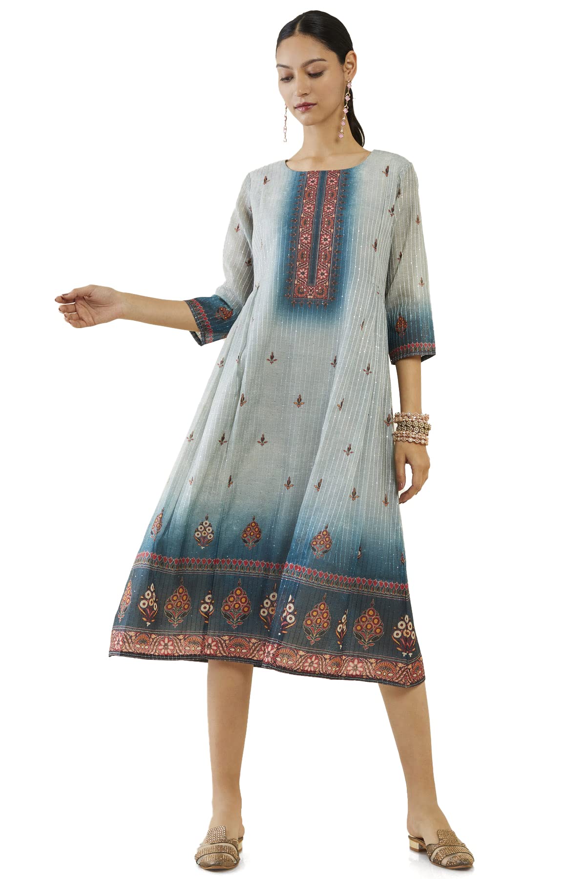 Soch Women Chanderi Striped Kurta