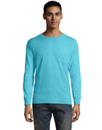 Unisex garment-Dyed Long-Sleeve T-Shirt with Pocket - NEW RAILROAD - S(D0102H7YTPJ)