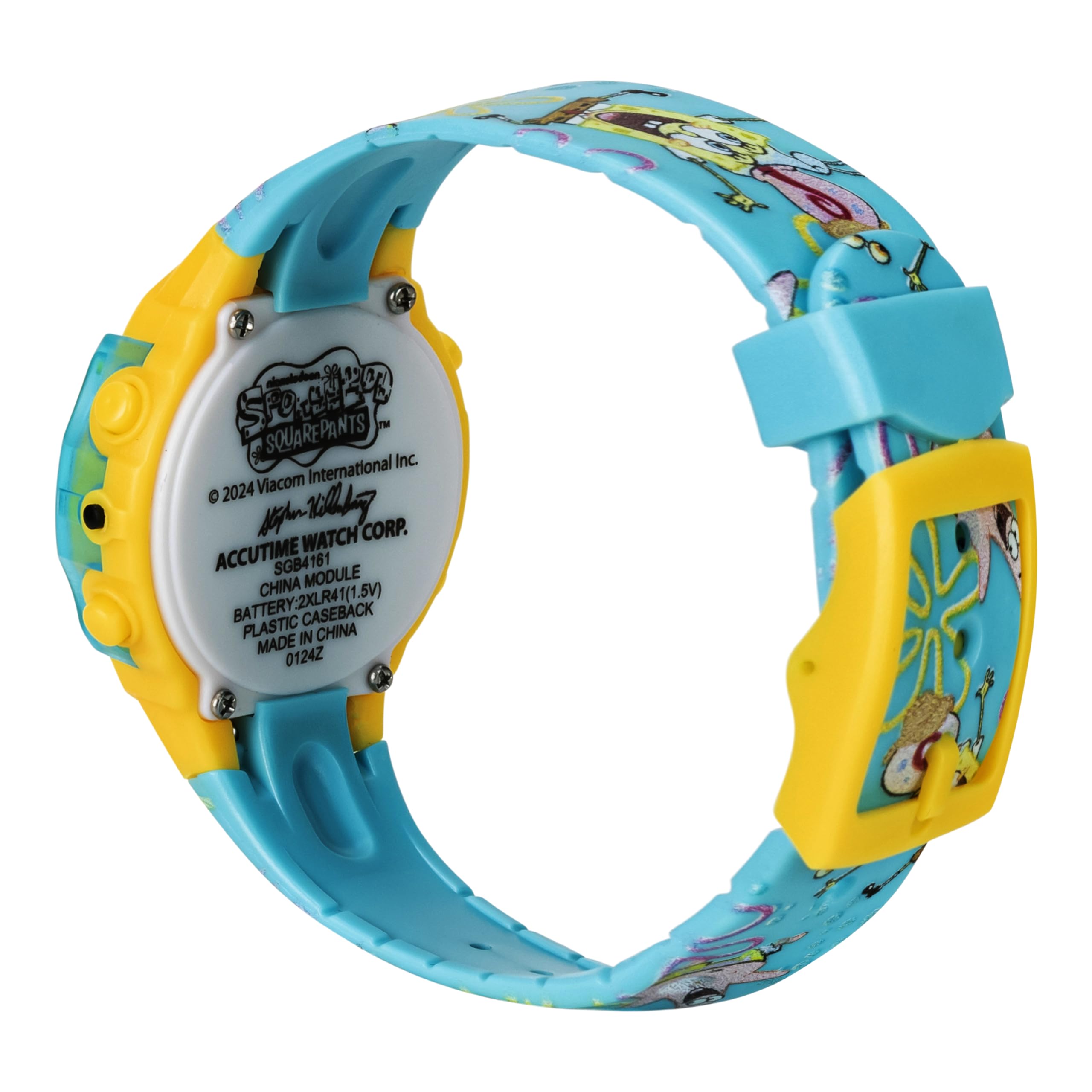 Accutime Nickelodeon Spongebob Squarepants Kids LCD Watch with LED Lights - Colorful Character Strap, Interactive Flashing Displ