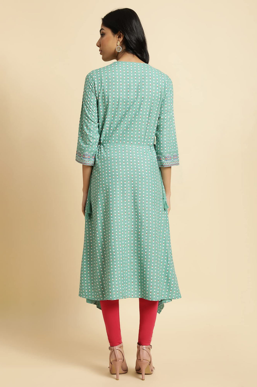 W For Woman Women Viscose Embroidered Asymmetric Regular Kurta