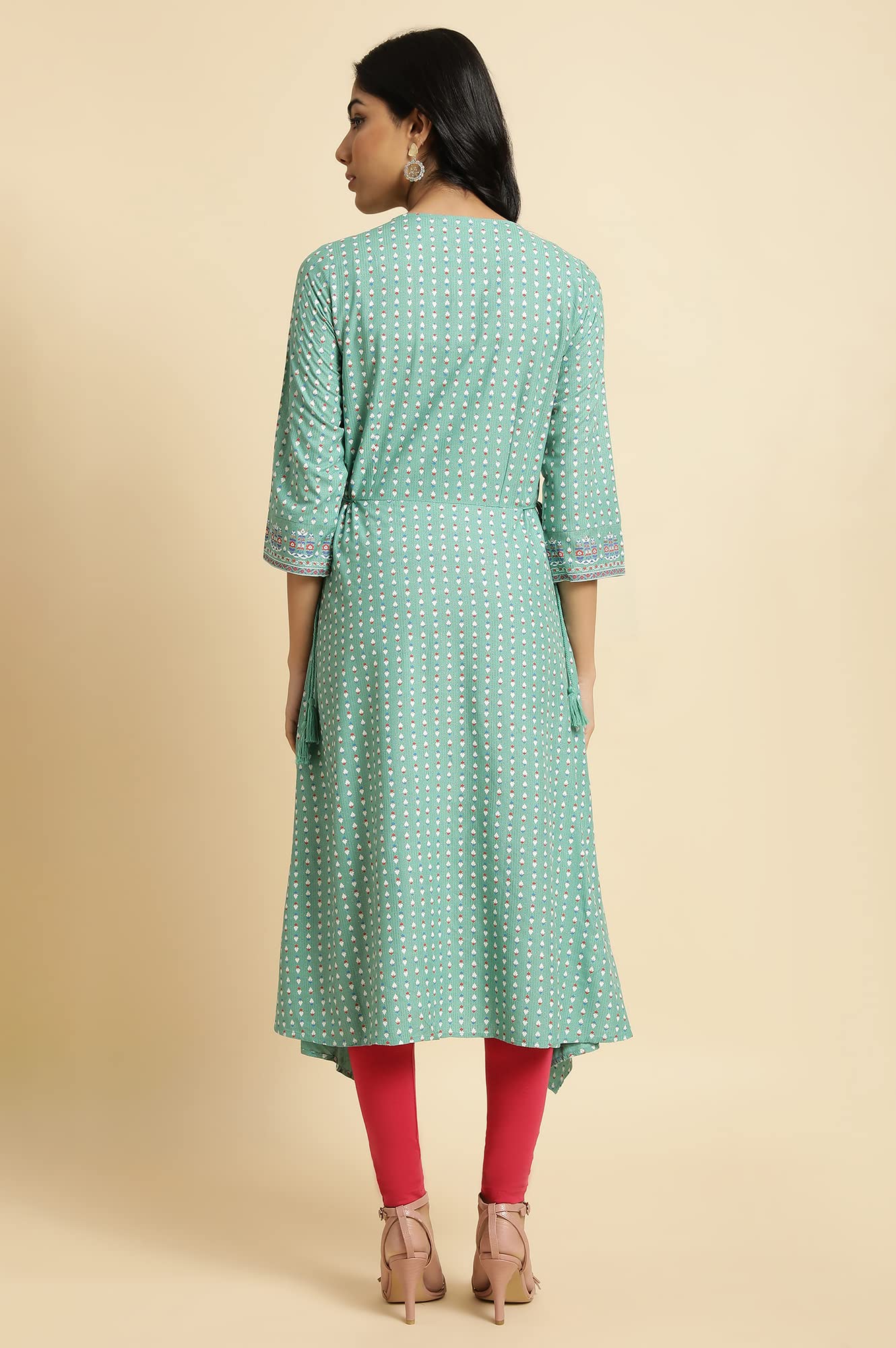 W For Woman Women Viscose Embroidered Asymmetric Regular Kurta