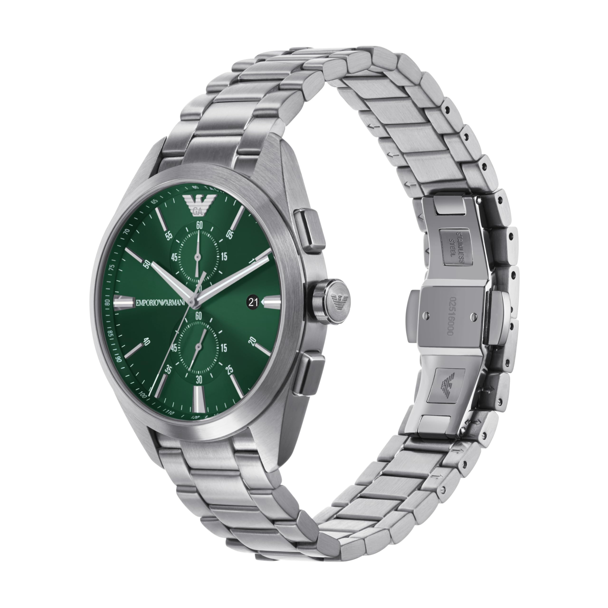 Emporio Armani Men's Chronograph Stainless Steel Watch (Model: AR11480), Silver/Green