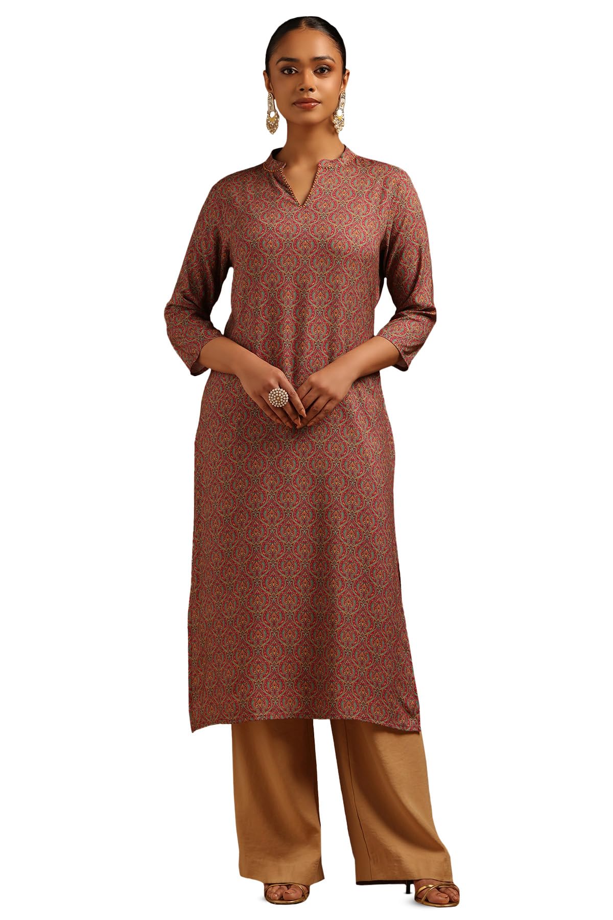 Soch Women Muslin Ethnic Motifs Kurta with Bead Details