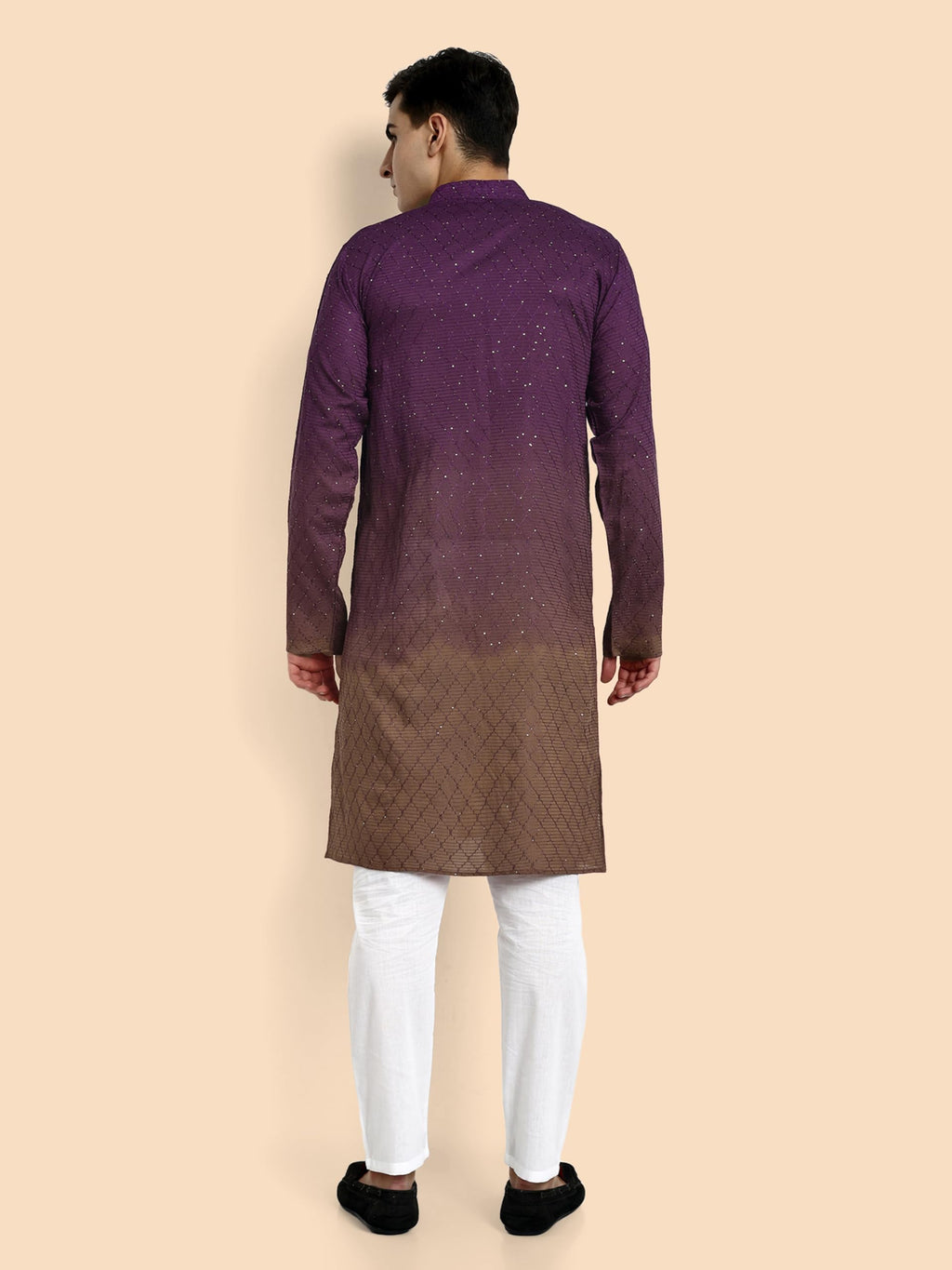 Vardha MenS Cotton Chikankari Embroidered And Sequence Full Sleeve Knee Length Casual Kurta For All Occations Like Wedding, Off