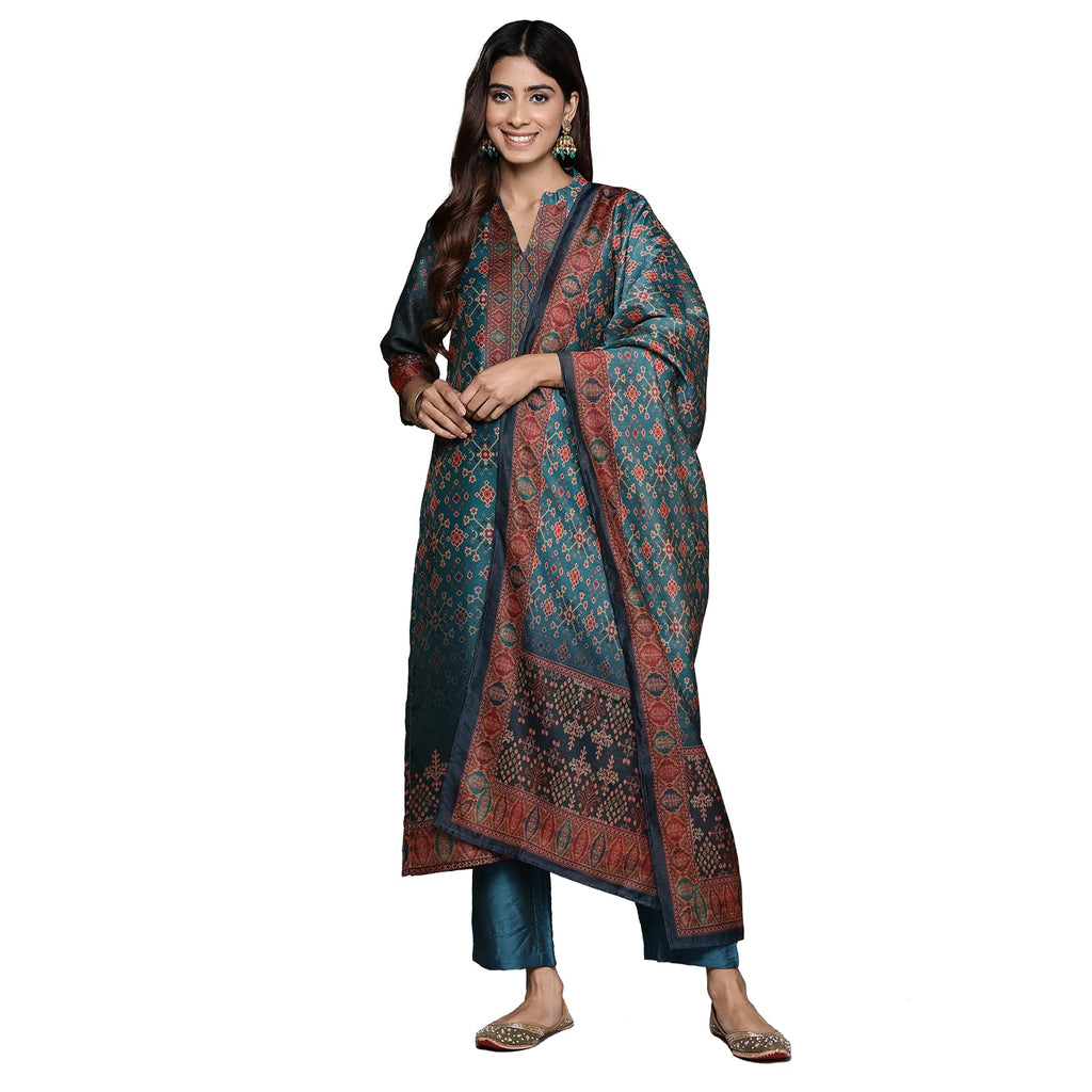 Varanga Women'S Chanderi Regular Fit Casual Dress Kurta (Vskd32064_Blue