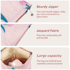 ZLFSRQ Tulip Makeup Bag Travel Cute Pink Flower Floral Cosmetic Bags for Women Large Embroidery Makeup Pouch Zipper Cosmetic Pou
