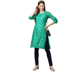 Anni Designer WomenS Cotton Straight Kurta (Kt-Cot-10158-Green_Xxl_Green_Xx-Large)