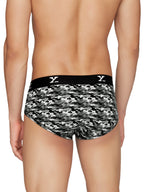 XYXX Mens Underwear Shuffle IntelliSoft Antimicrobial Micro Modal Brief Pack of 5 (Camo Blue & Orange ; Lightning Bolt ; Camo M