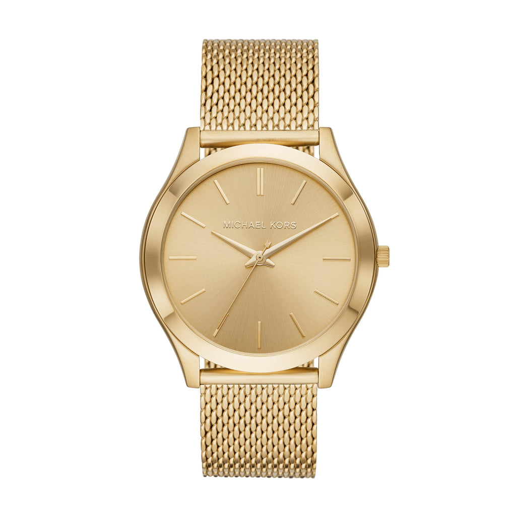 Michael Kors Slim Runway Three-Hand Gold-Tone Stainless Steel Mesh Men's Watch (Model: MK8625)