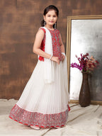 Aarika Girls Ethnic Wear Red Colour Zari Thread Mirror Embroidery Silk Lehenga Choli Set (5-11 Years)
