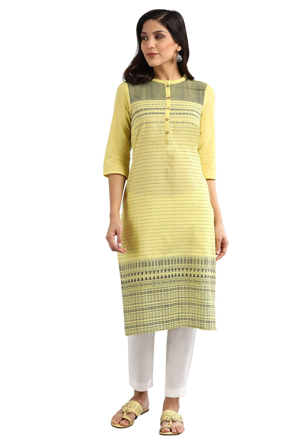 Aurelia Women'S Regular Kurta (20Cra12089-502759_Yellow S)
