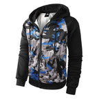 COOKFIP Men's Zip Up Color Block Hoodie Fleece Gym Workout zippered Sweatshirt Fashion Long Sleeve Hooded WIth Pocket (17# blue 