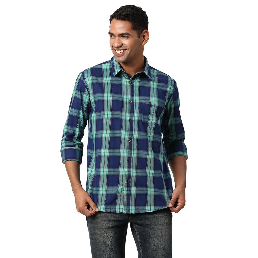 Pepe Jeans MenS Checkered Regular Fit Shirt (Pm307922_Green M)