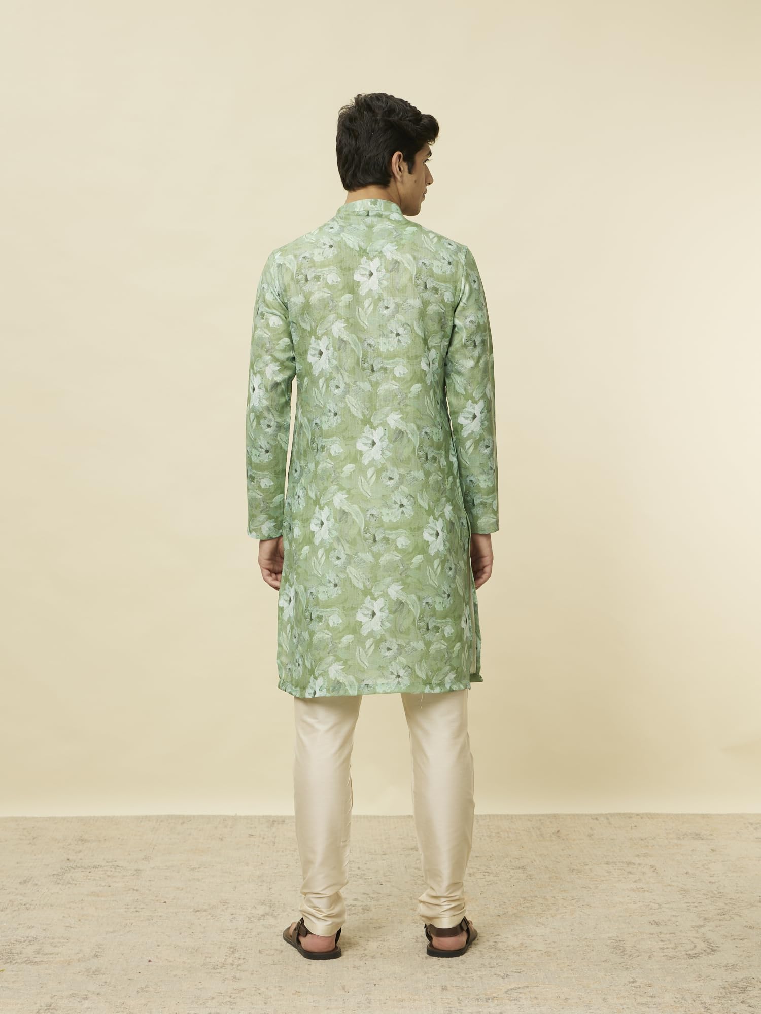 Manyavar Mens Floral Printed Kurta