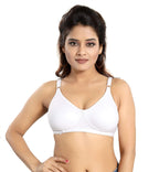 Fabme WomenS Cotton Non Padded Wire Free Full Coverage Bra White