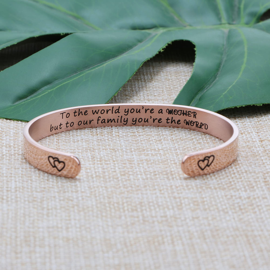 JoycuFF Mother's Day Gifts for Mom Mama Cuff Bracelet Stainless Steel Rose Gold Jewelry Birthday Christmas Gift Engraved Saying
