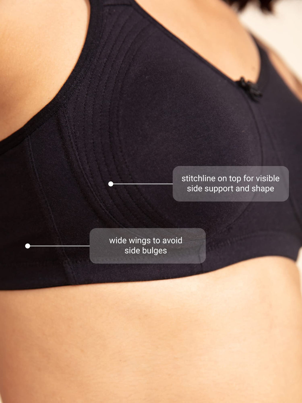 Nykd (Nyb169 Cotton Anti Microbial Non Padded & Non Wired Side Support Shaper Bra For Women | Full Coverage Bra With Detailed Co