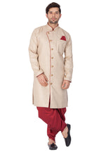 VASTRAMAY VM Mens Cotton Blend Biscuit Sherwani Patiala Dhoti Set - Regal Ethnic Ensemble for Weddings and Festivals_VASMSW124nC