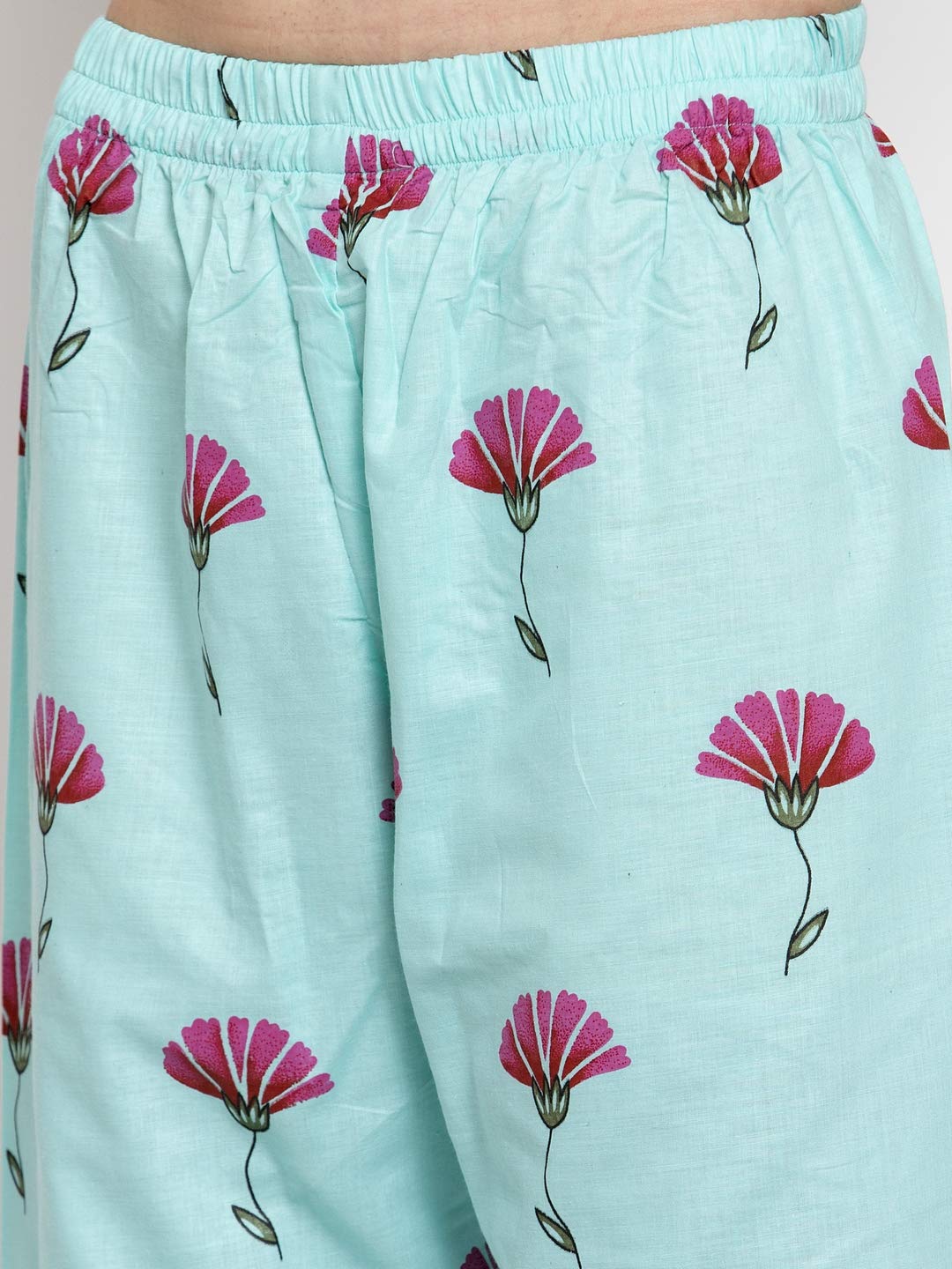 Anni Designer Women'S Sea Green Cotton Anarkali Kurta With Plazzo (Sara Sea Green)