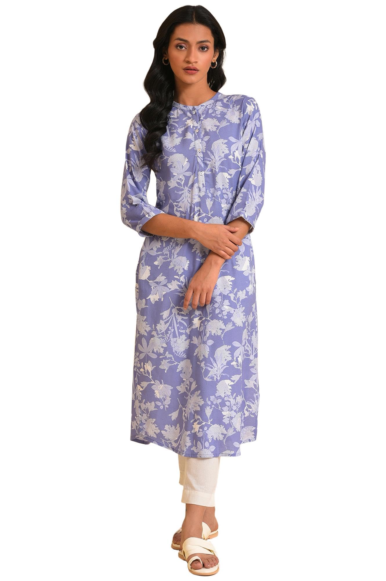 W For Woman Women'S Viscose Kurta & Slim Pant (23Fews19360-121026_Blue