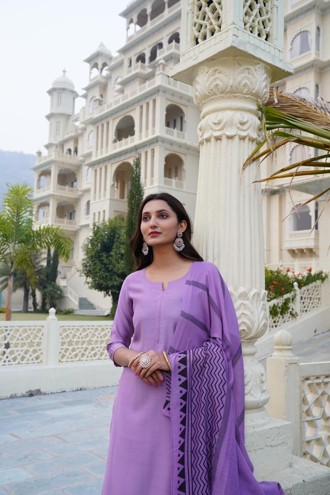 ANNI DESIGNER Women s Kurta with Trousers and Dupatta, purple, 4X-Large