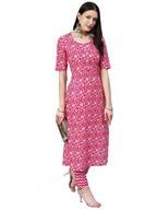 ANNI DESIGNER Womens Cotton Blend Straight Floral Printed Kurta and Pant (AZRAK-Pink-SM_3XL_Pink_XXX-Large)