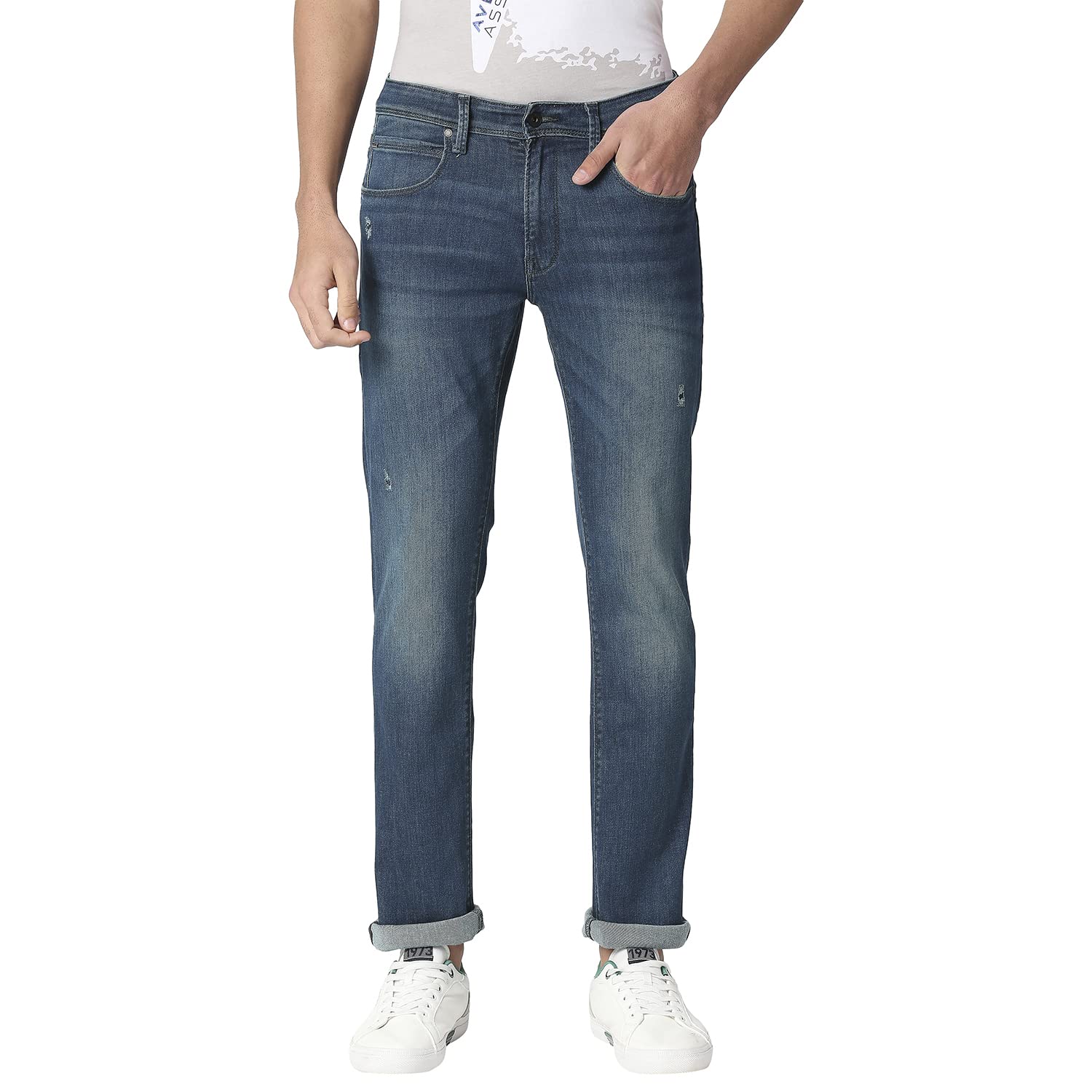 Pepe Jeans Mens Zedd Vapour Slim Fit Mid Waist Jeans, Green Worn,32