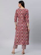 ANNI DESIGNER Womens Cotton Blend Straight Printed Kurta with Pant (Priyani Red-Nw6_S_Red_Small)