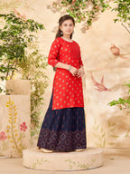 Aarika Girls Red Colour Embroidery Rayon Kurti (9-16 Years)